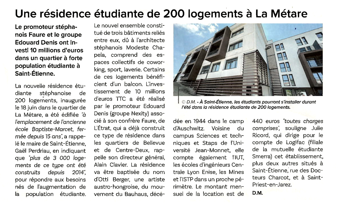 Une résidence étudiante de 200 logements à La Métare
